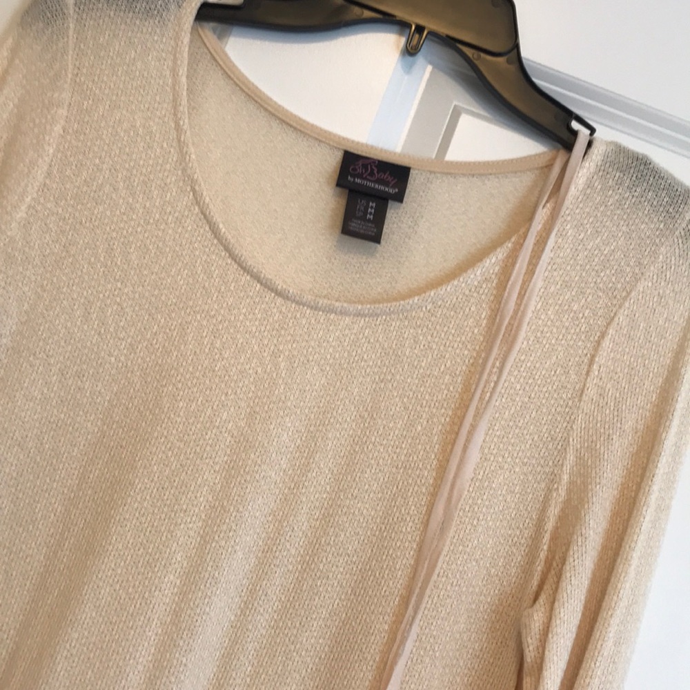Oh Baby/Motherhood Cream light weight tie sweater